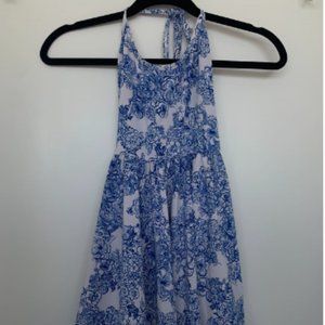 American Apparel Blue Floral Halter Top Dress